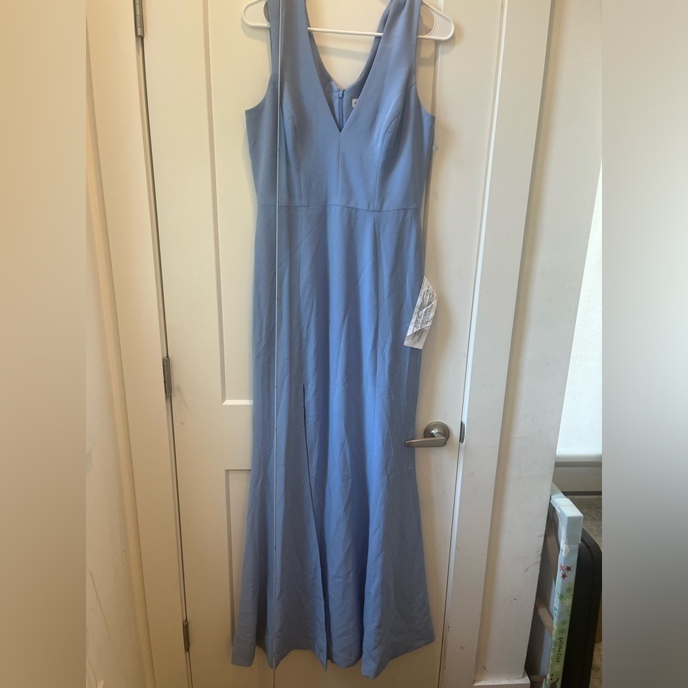 Dress the Population Powder Blue V-Neck Sleeveless Gown with Thigh Slit - Picture 5 of 10